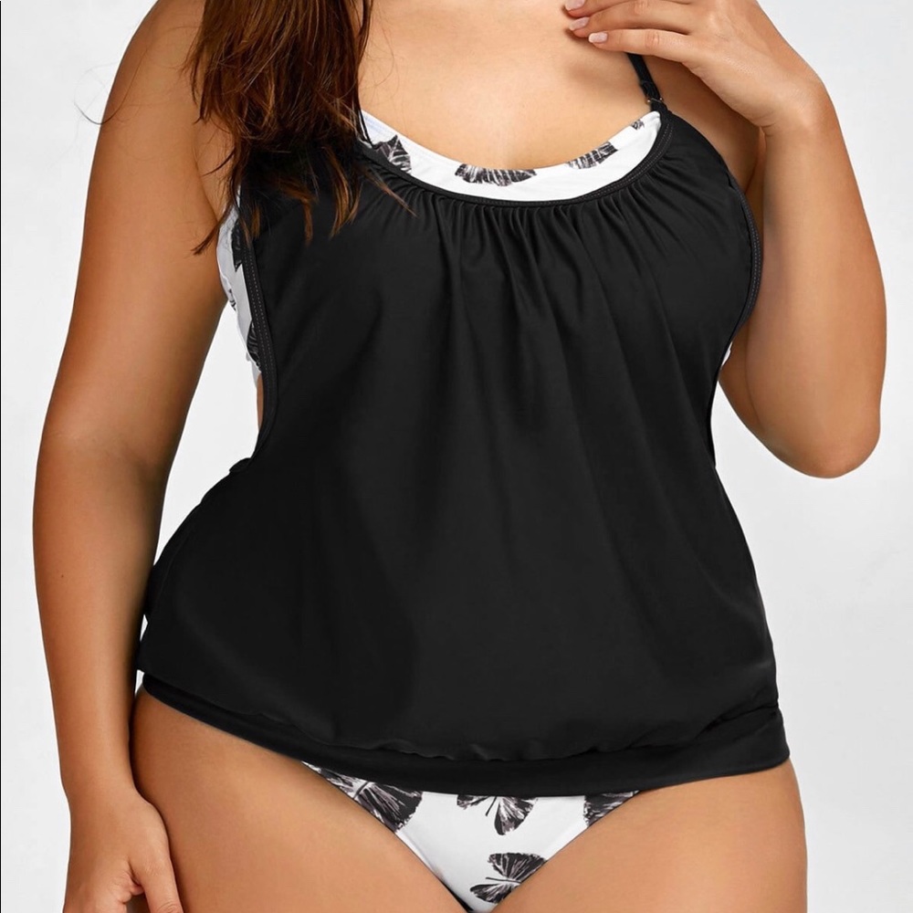 New Plus Size Halter Tropical Tankini Swimsuit